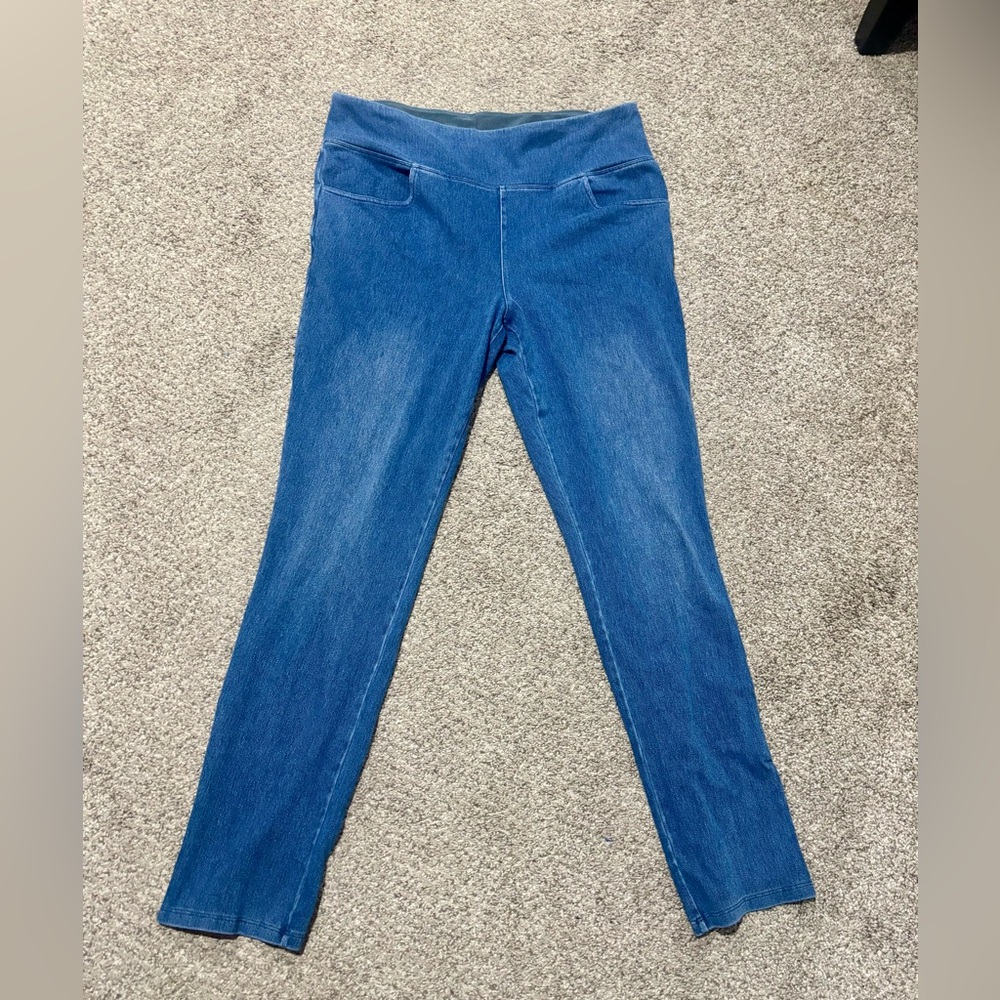 WOMEN WITH CONTROL Flat Front Blue Stretch Jeans